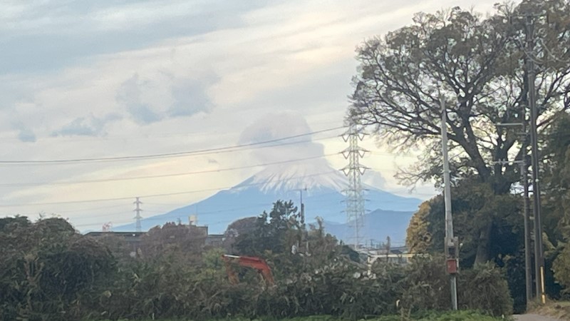 自然館泉ベリーキャンプ場内朝の景色　富士山